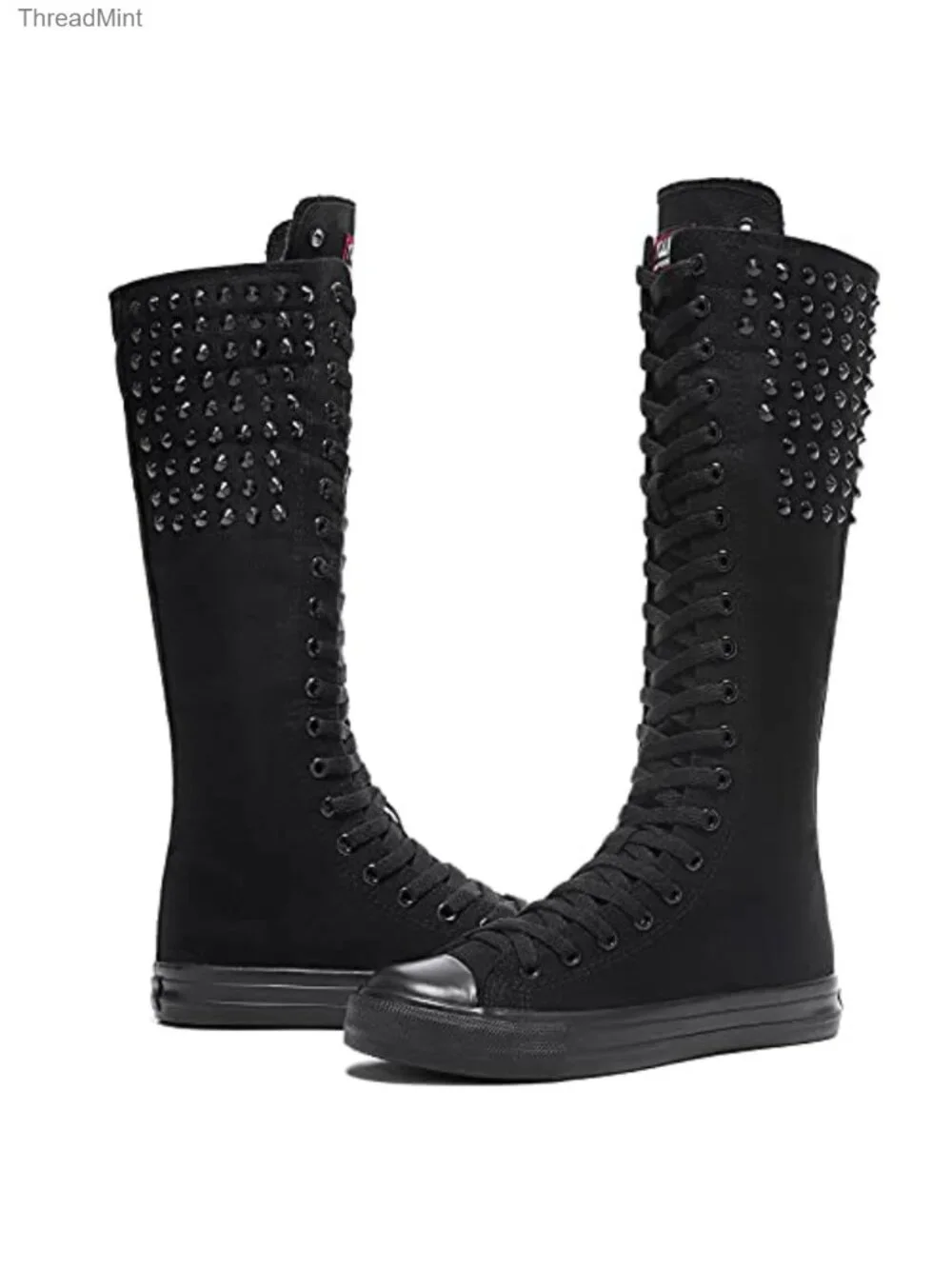 Canvas Knee High Lace Up Platform Boots Punk Style